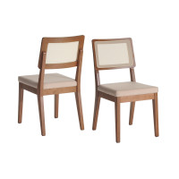 Manhattan Comfort 2-1011752 Pell 2-Piece Dining Chair in Dark Beige and Maple Cream 